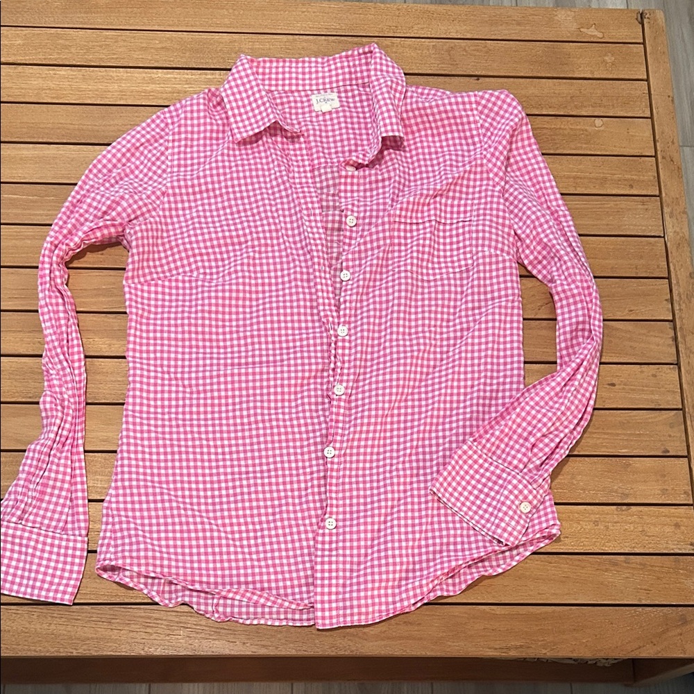 J. Crew Kids Pink Checkered Button Down Shirt